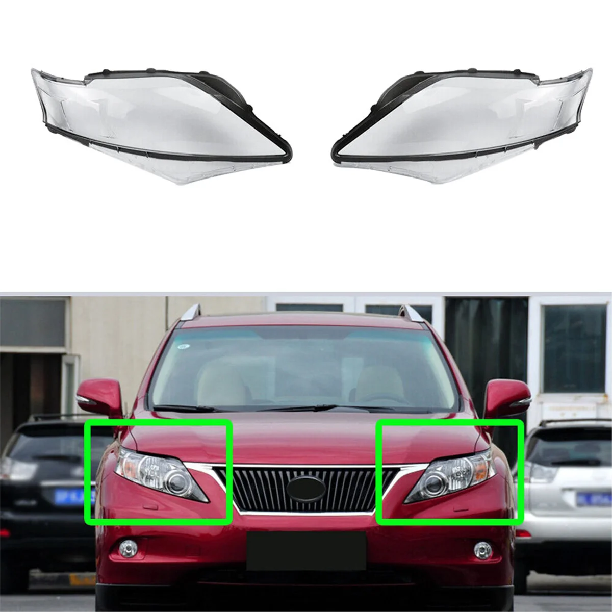 1Pair Car Headlight Lens Cover Headlight Shade Shell Lens Lampshade for RX270 RX350 2009 2010 2011