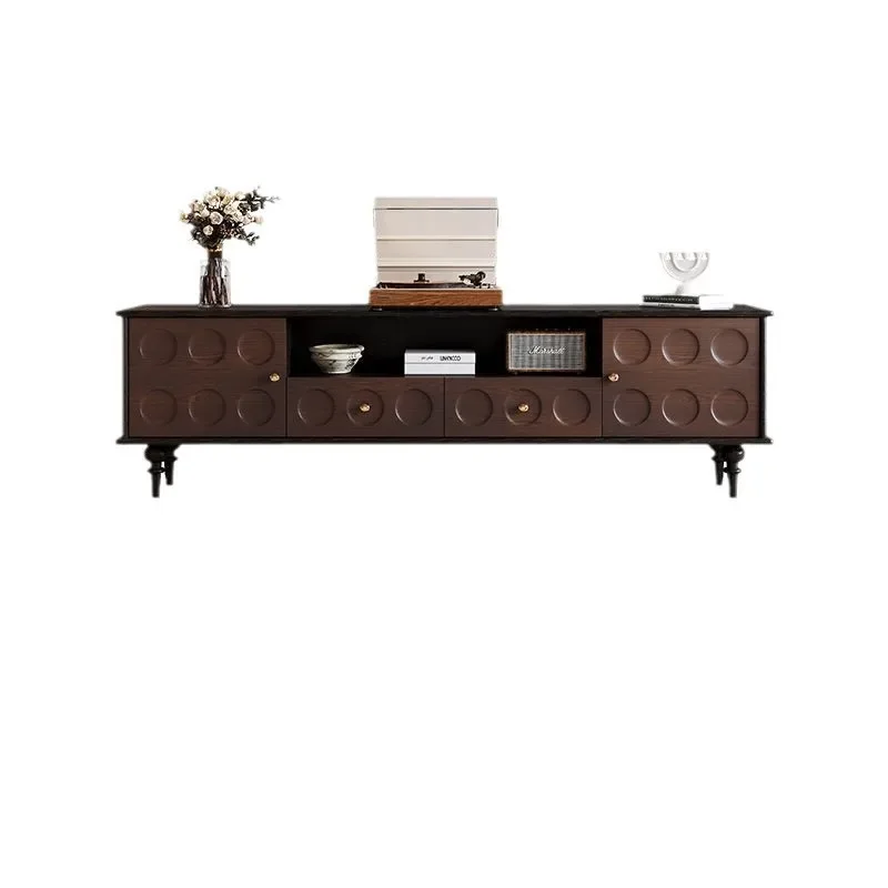 

Retro, solid wood, TV cabinet, black, small apartment, living room, household, storage locker