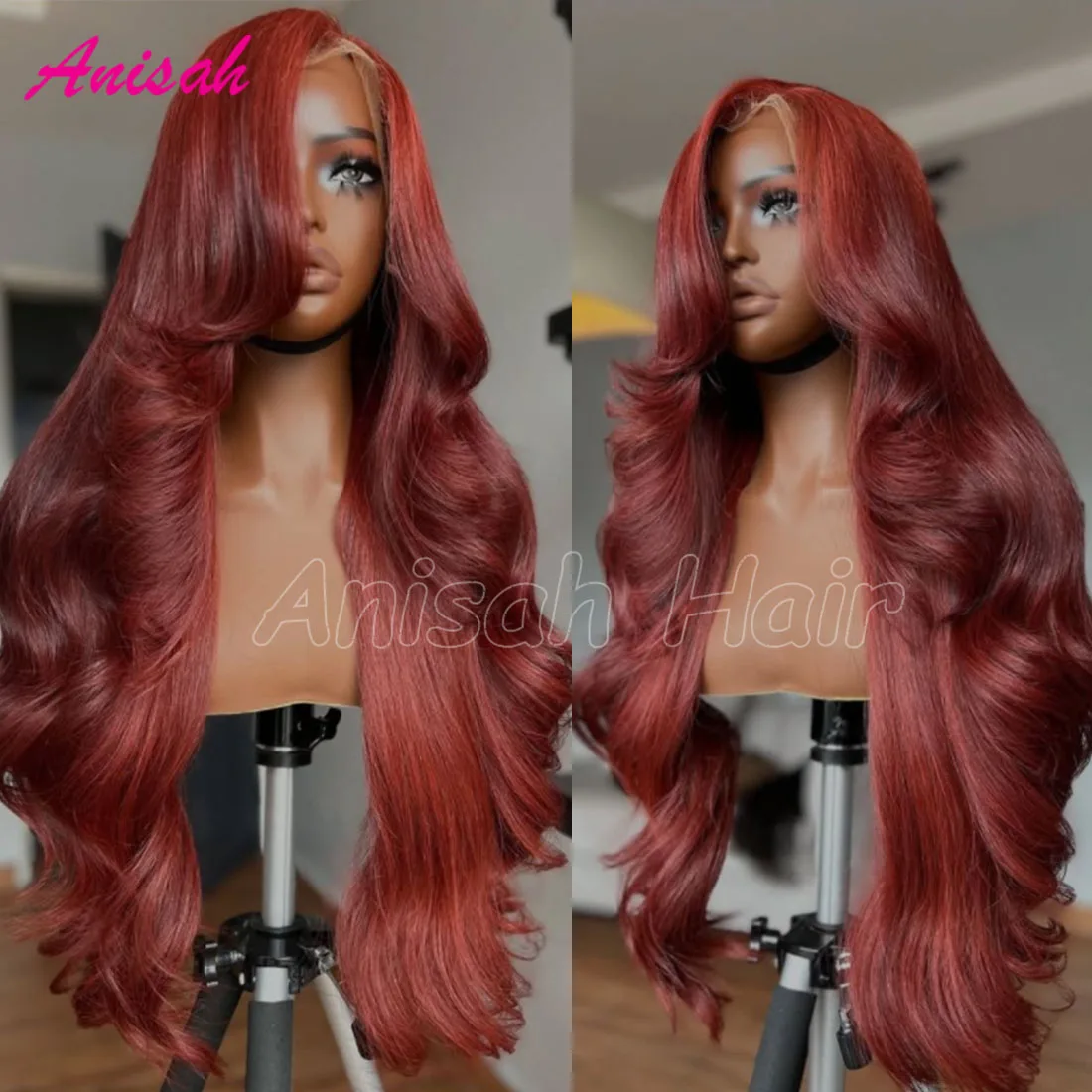 

Brazilian Raw Virgin Hair 13x4 Wavy Lace Frontal Wig Pre Plucked Colored Lace Closure Glueless Human Hair Wigs with Side Bangs