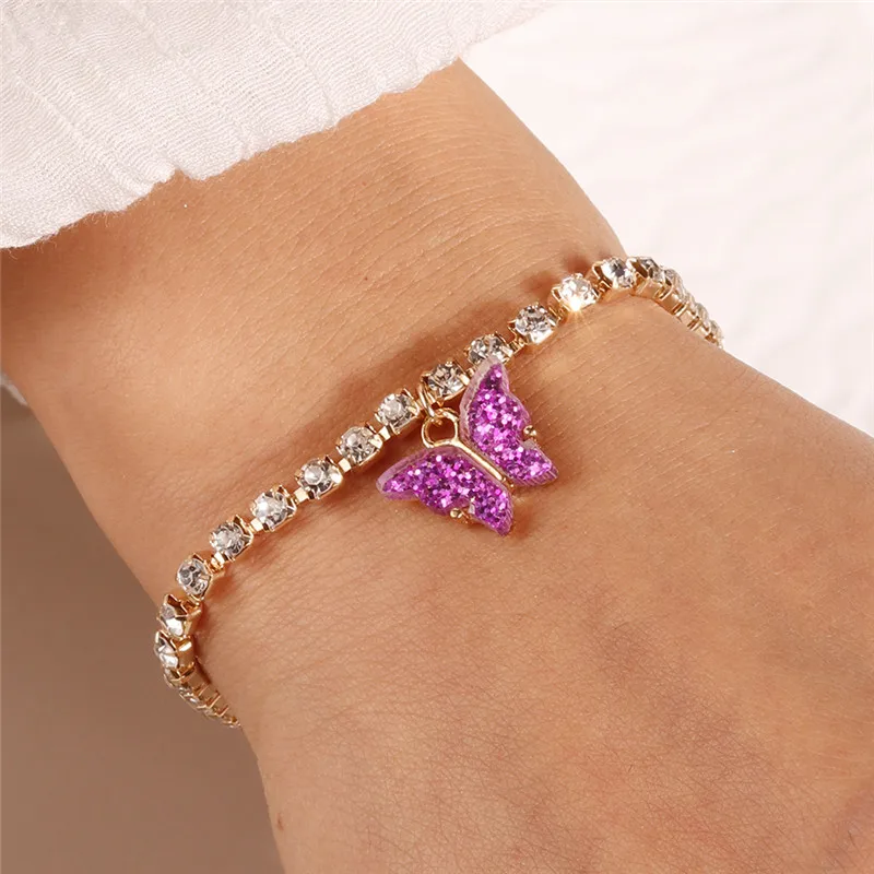 Aihua Neue Glänzende Kubische Tennis-Ketten-Schmetterlings-Armbänder für Frauen Sommer Strand Verstellbare Armbänder Geburtstagsparty-Schmuck – Detail 11