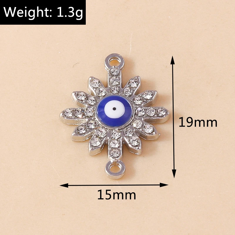 10 stücke Kristall Hamsa Hand bösen Blick Charms türkischen glücklichen blauen Auge Charm Anhänger Anschlüsse für Armband Ohrring Halskette Schmuck – Detail 9