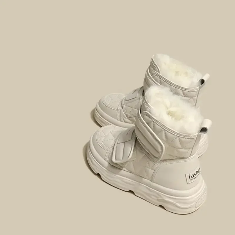 Fur Keep Warm Snow Boots Women 2023 Winter Waterproof Platform Flats Heel Shoes Snow Boots Female Footwear Short Ankle Boots