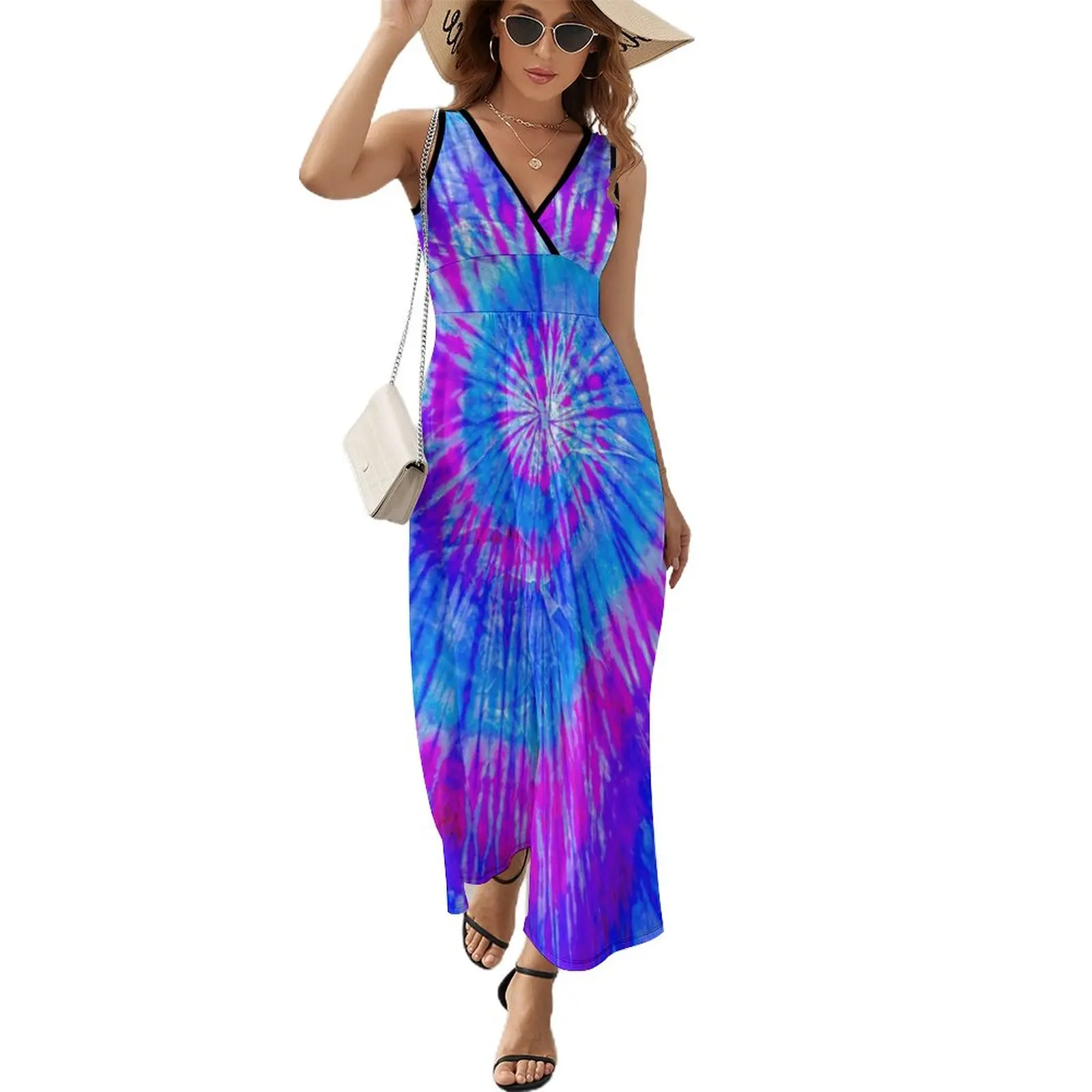 

Tie Dye Rainbow Spiral - Blue and Purple Sleeveless Dress dresses summer woman 2023 Woman dresses