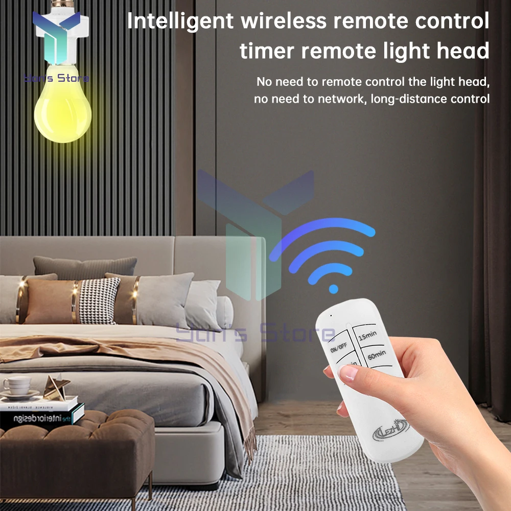 

E27 Wireless Remote Control Smart Switch LED lamp Base Wireless Light Switch Kit 15M Range AC110V-240V House Timer Switch