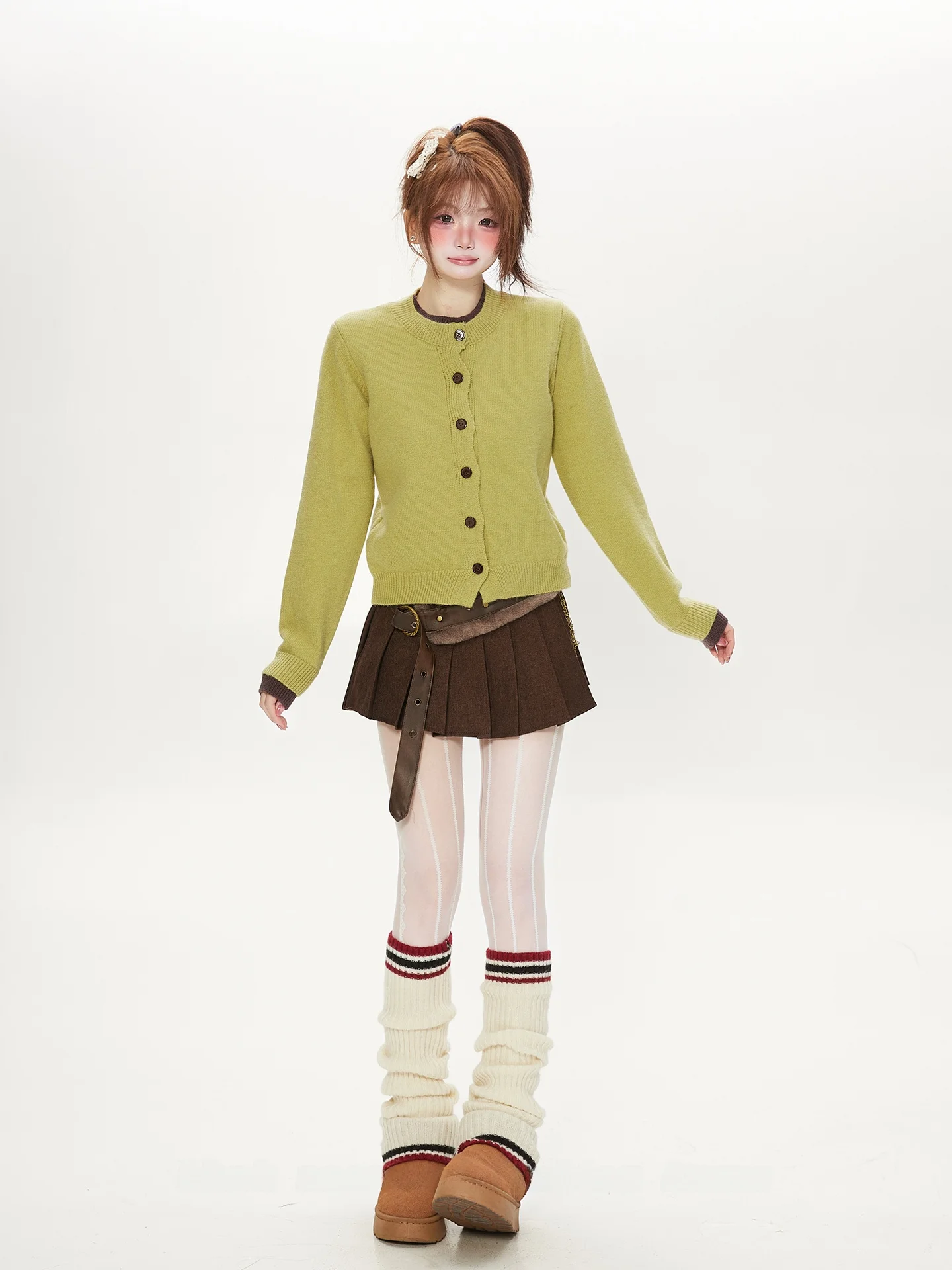 

Retro Korean Sle Women's een Knitted ort Sweater Jaet Slim Fit round Ne Open Cardigan Fake Two-Piece Design Casual ...