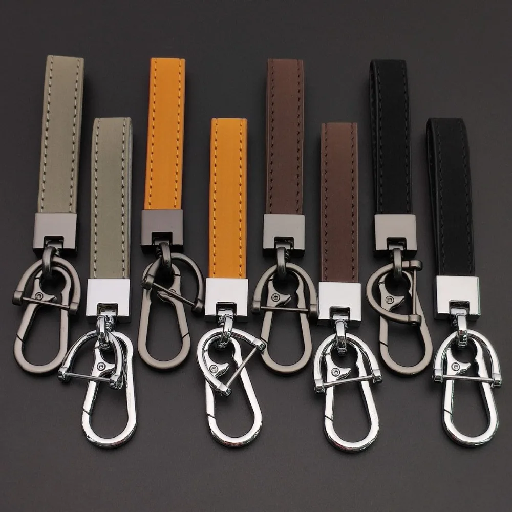 Customization Keychain Solid Color Convenient Leather Car Key Pendant Genuine Gift Wholesale Minimalist Accessories Ornament - view 2