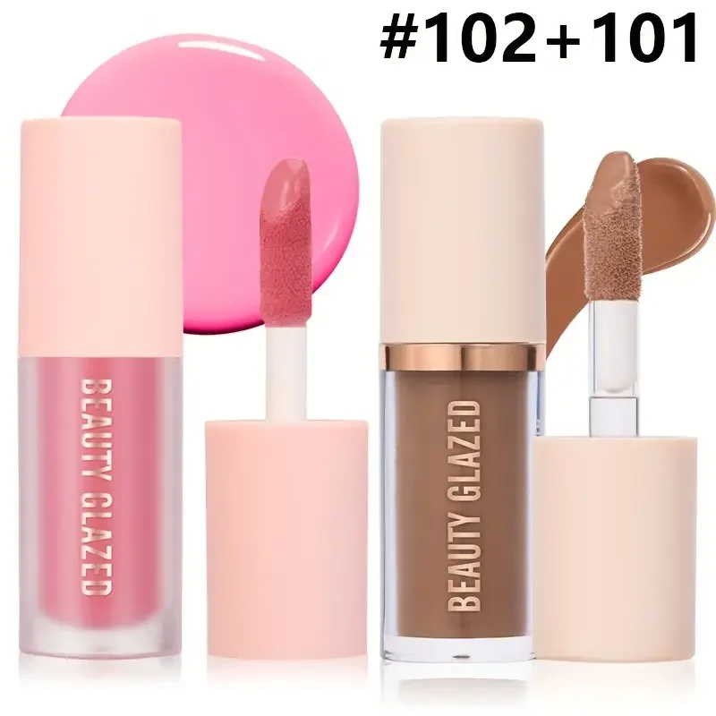 Ensemble de maquillage pour fard à joues et corps liquide, mat, léger et imperméable, Combo de beauté naturelle lisse pour femmes, 2 pièces/ensemble