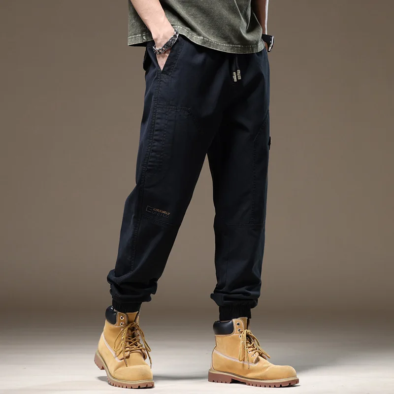 

2024 New American Retro Workwear Casual Pants Men's Summer Street Trend Ankle-Tied Sports Ninth Pants