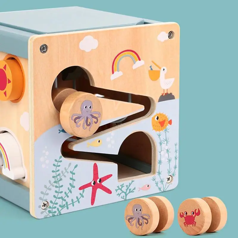 Developmental Peuter Educatief Speelgoed Kraal Doolhof Speelgoed Voor Peuters Houten Oceaan Doolhof 4-Zijden Kids Activiteit Kubus Gift set