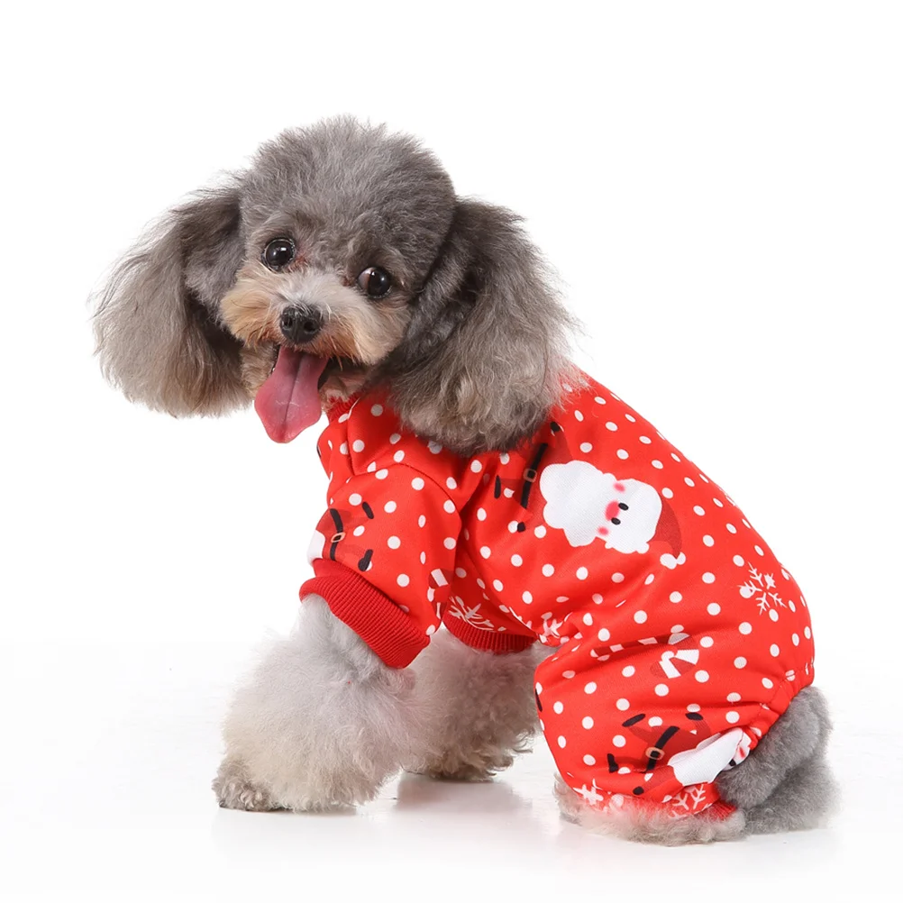 

Pet Clothes Puppy Dog Warm Santa Snow Design Durable Christmas Costume For Outdoor Walking Jogging Party Photo Dog Clothes