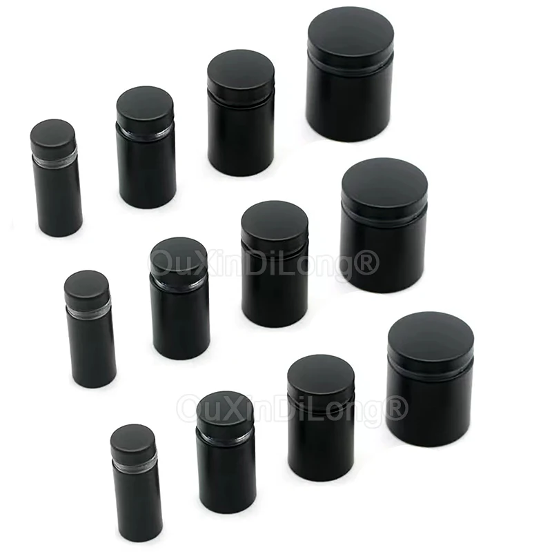 

100PCS 12x25MM Black Stainless Steel Glass Fasteners Acrylic Billboard Hollow Standoffs Nails Advertisement Holder Screws FG1171