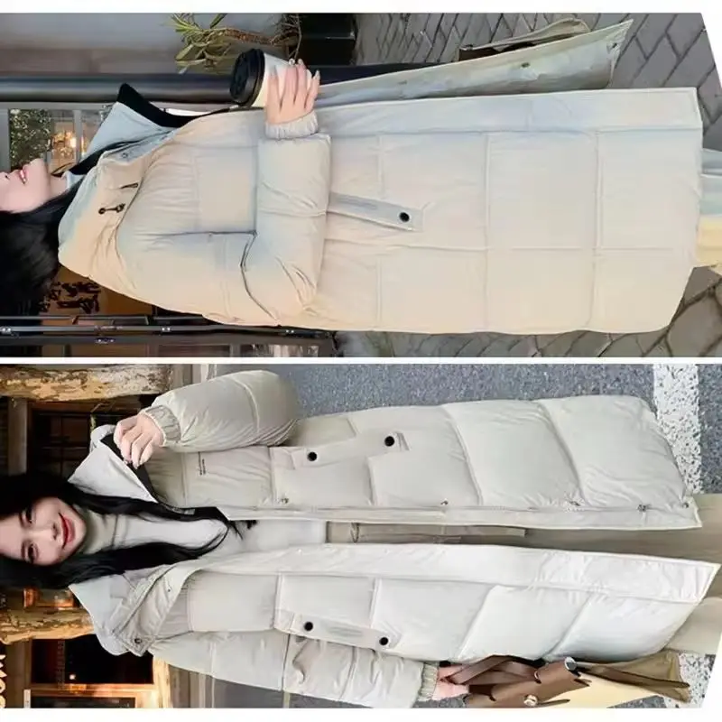 

2026 Winter New Women Thicke Down Cotton Jacket Mid Long Parka Korean Warm Hooded Coat Female Windproof Parka Overcoat Outerwear