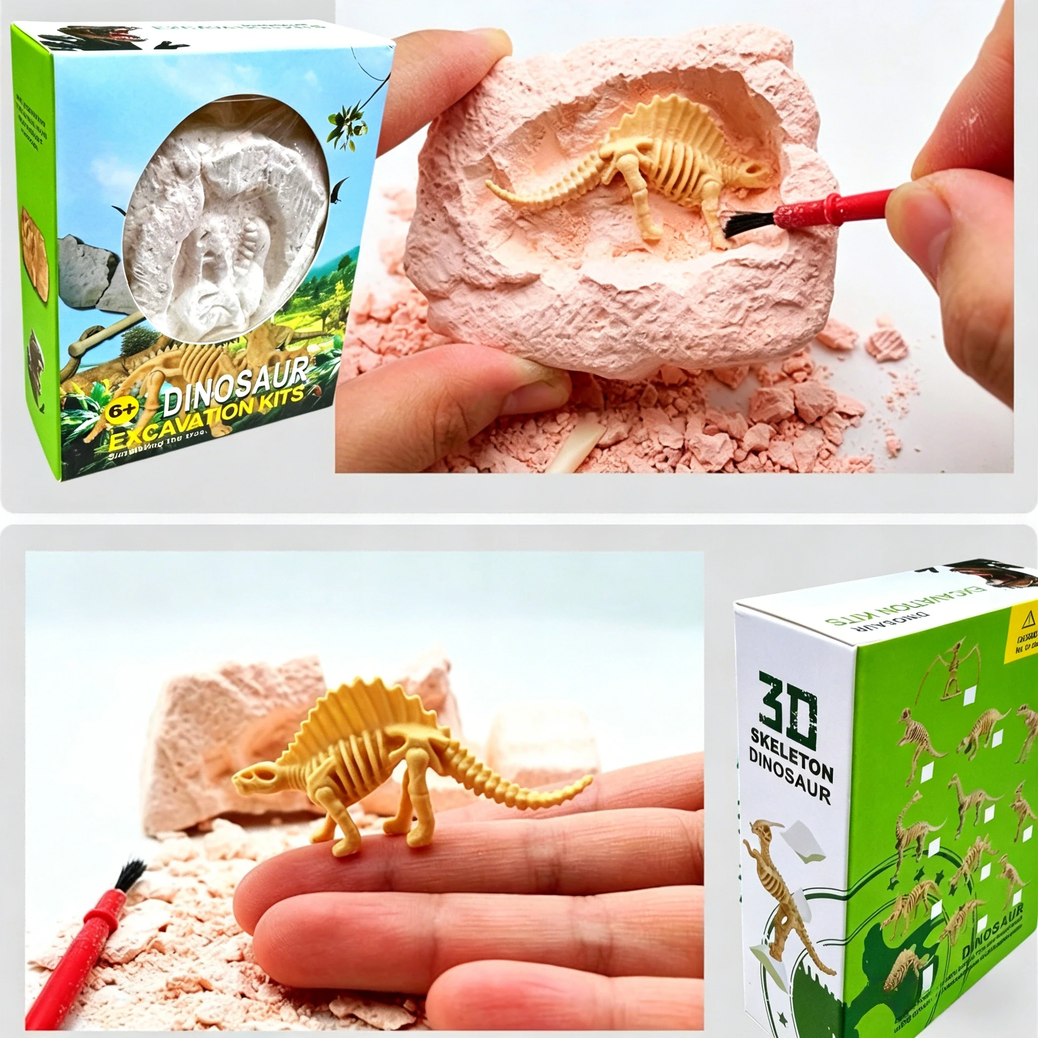 Dinosaur Skeleton Excavation Toy DIY Digging & Assembly Model, Archaeological Science Kit Fossil Experience for Educational Play