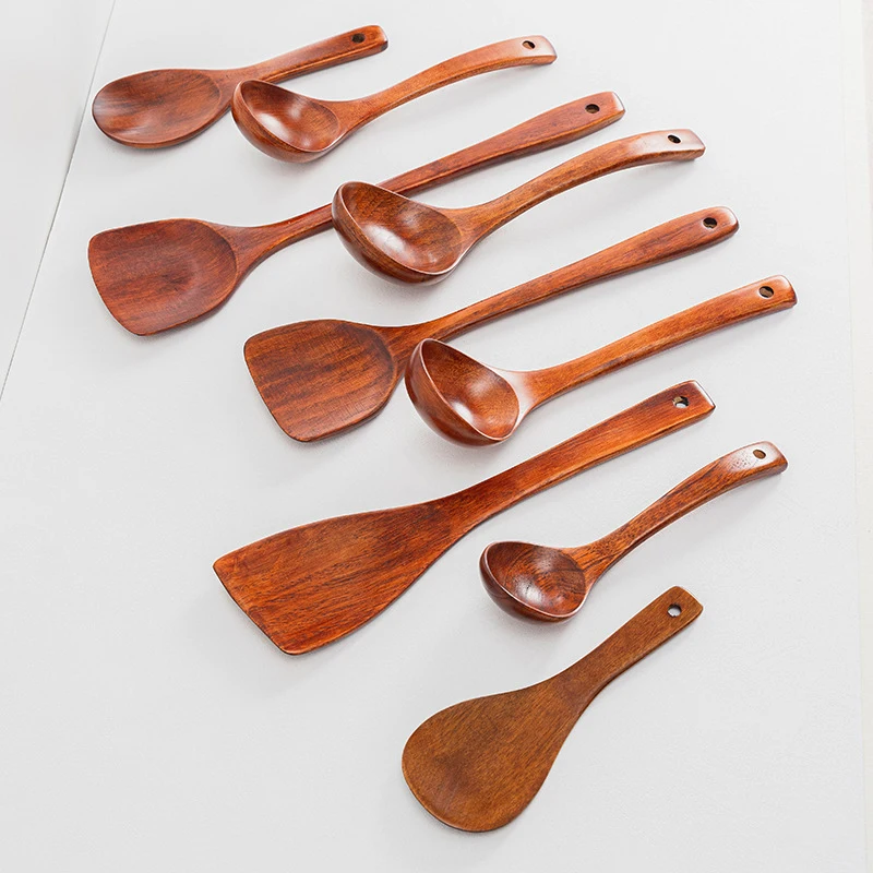 Mini Wooden Shovel Spoon Non Stick Wood Long Rice Spatula Kitchen Cooking Utensil Hand Stir Fry Tools Sets Cooker Pots