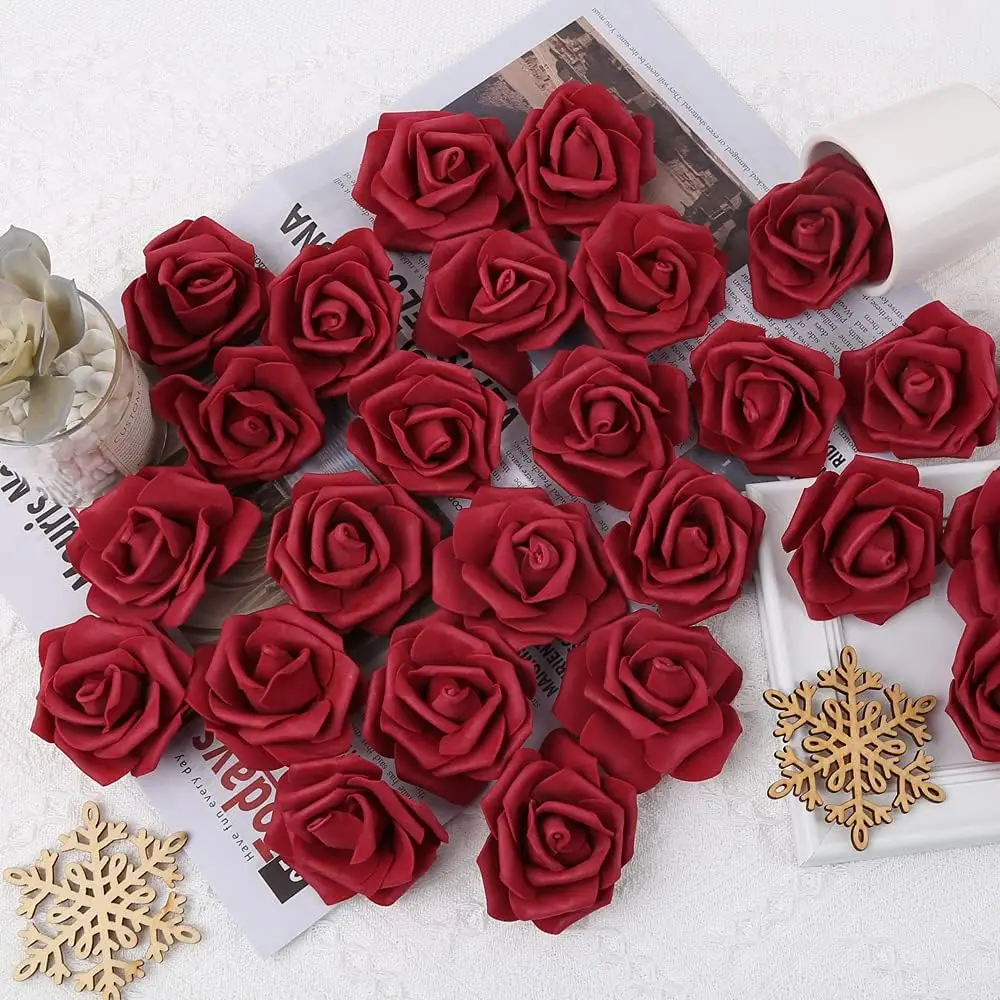 40/80PCS Artificial Flower Foam Rose Bouquet Festival Wedding Bridal Bouquet Decor DIY Gift Wreath Outdoor Garden Party Ornament