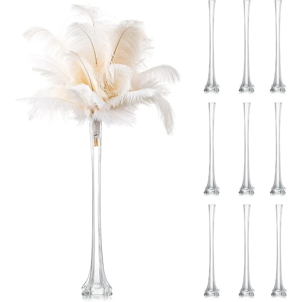 

Tall vase, 20-inch fine glass vase, 10-piece crystal clear decorative vase, suitable for decorating wedding receptions