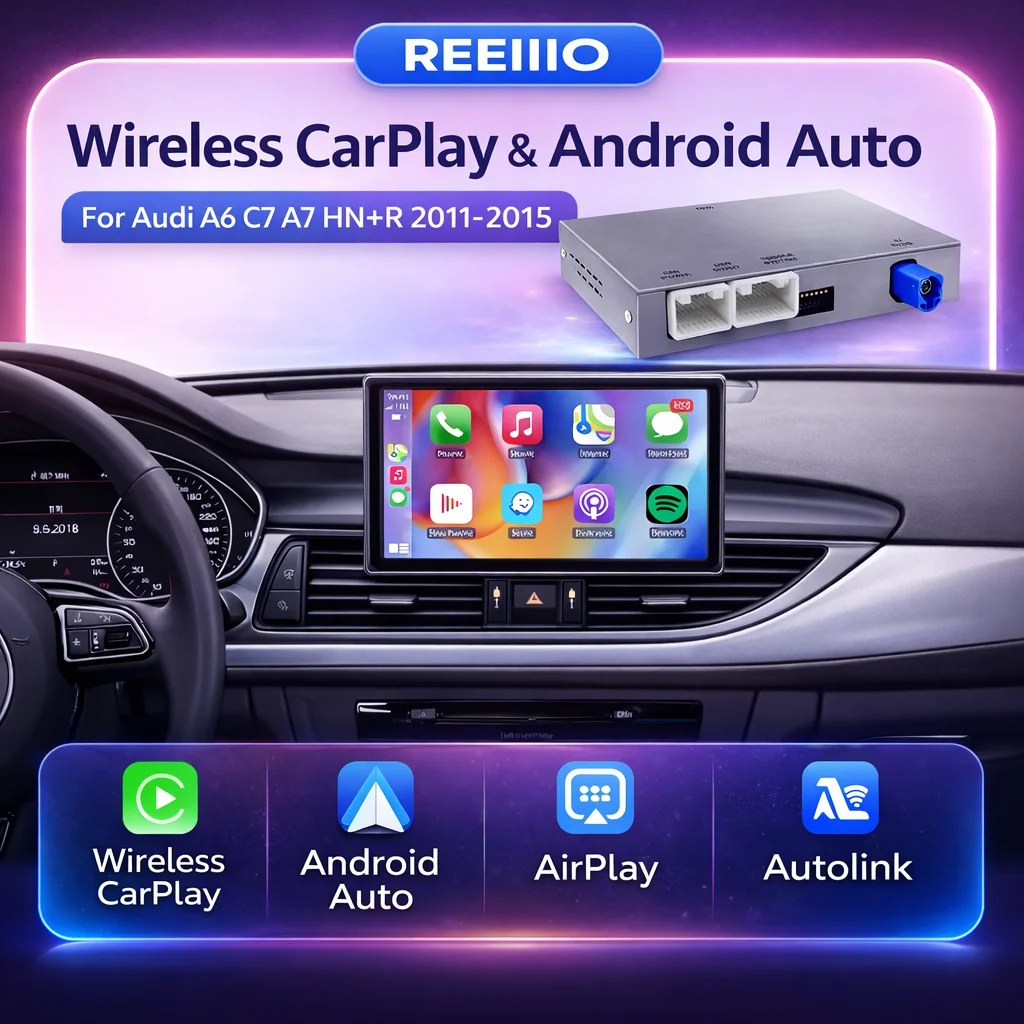 Modulo di aggiornamento dell'interfaccia Wireless CarPlay Android Auto per Audi A6 A7 sistema HN+R con funzione Mirror Link, Bluetooth e navigazione.