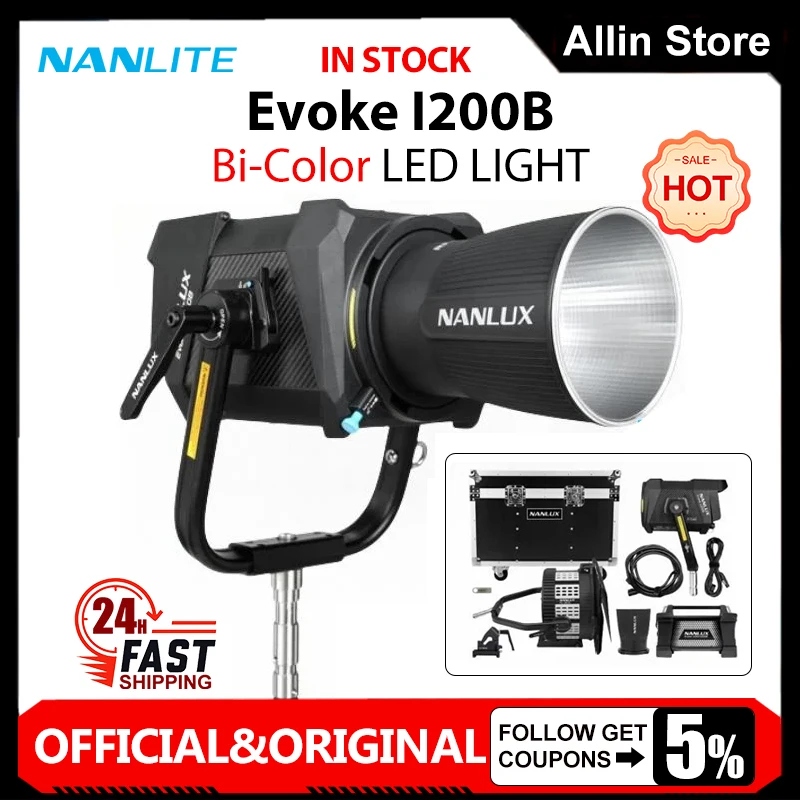 .Nanlite Nanguang Nanlux Evoke 1200B Bi-Color Spot Light Kit  with Flight Case Photography Video Light LED Waterproof Outdoor