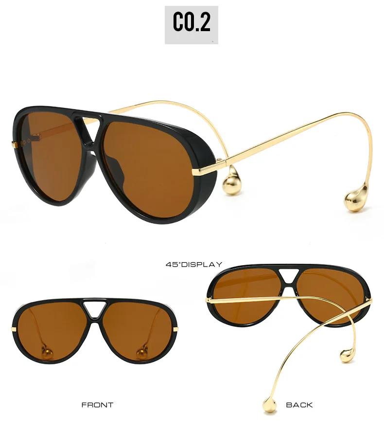Vintage übergroße Piloten-Sonnenbrille, Unisex, Doppelbrücke, UV400-Schutz, modischer Punk-Stil, weibliche Farbtöne, beliebte Brillen – Detail 7
