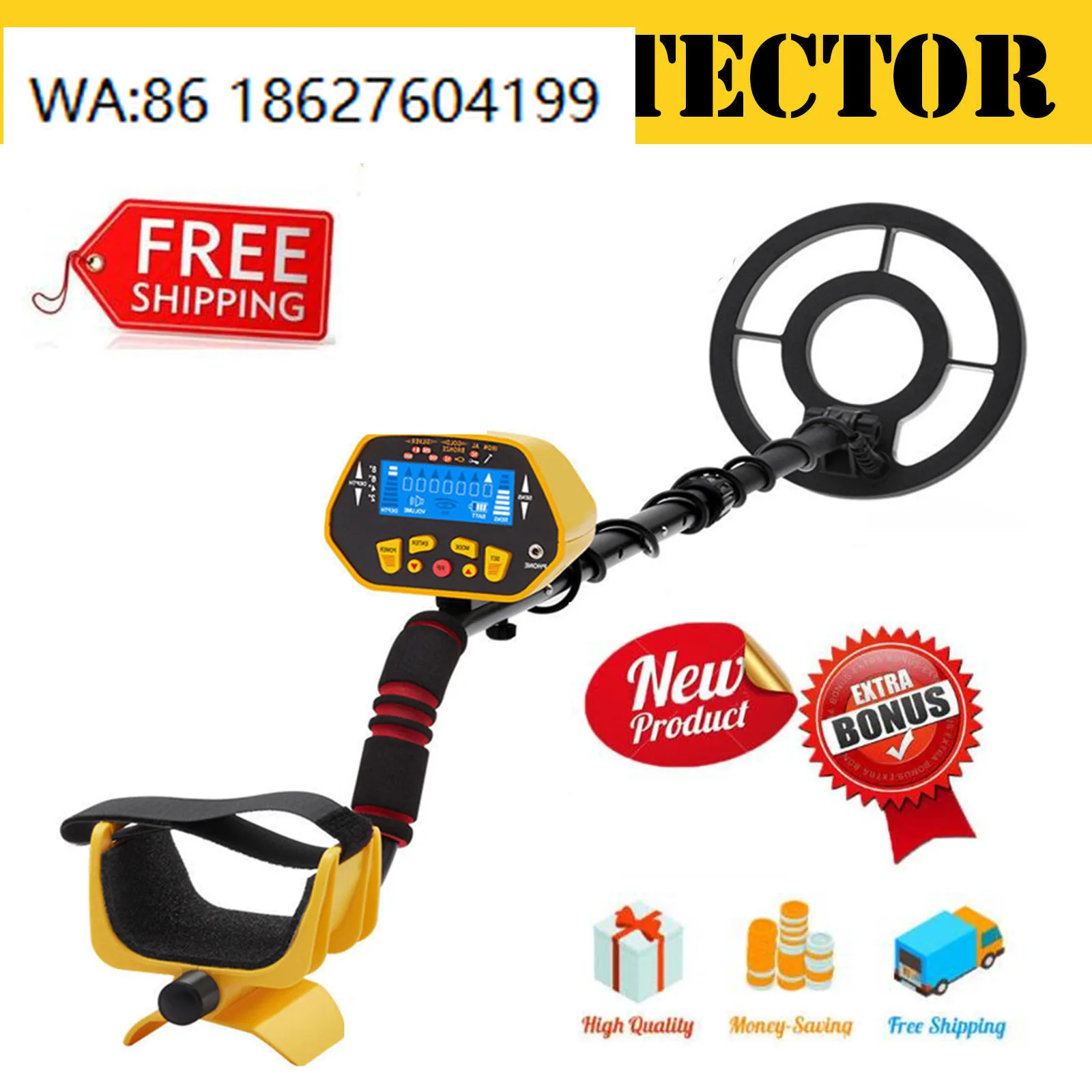 8 Inch Coil Metal Detector 7kHz Frequency Disc Mode Waterproof Gold Treasure Finder GC1028
