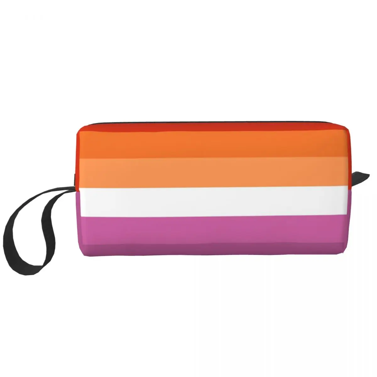 Orange - Magenta Lines Flag Makeup Bag Cosmetic Organizer Storage Dopp Kit Toiletry Cosmetic Bag for Women Beauty Pencil Case