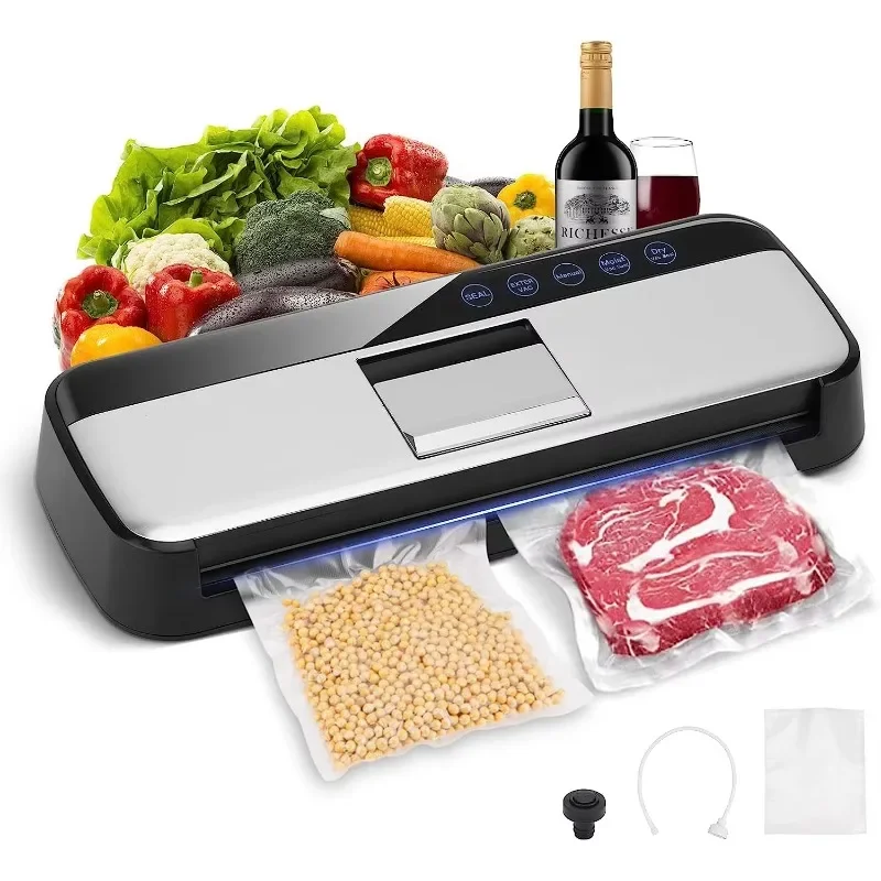 One Touch Automatic Food Vacuum Sealer Air Sealing System for Food Storage Food Saving Vacuum Sealer Wet/Dry Mode