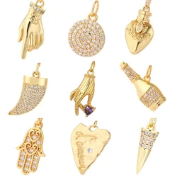 Minimalist Style Golden Pendant for Necklace Jewelry Making Supplies Charms Diy Champagne Pendant Trendy Metal Copper Charms