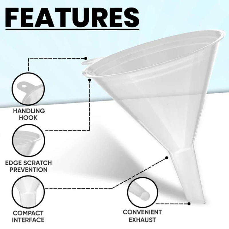 

4-Piece PP Plastic Funnel Set - Food Grade, Reusable for Kitchen, Lab & Garage, Clear Filling Funnel