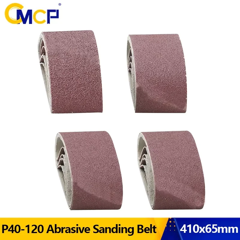 CMCP 5Pcs 65*410mm Sanding Belt Grit 40 60 80 120 Sander Grinder Belt for Wood Soft Metal Polishing Abrasive Tools