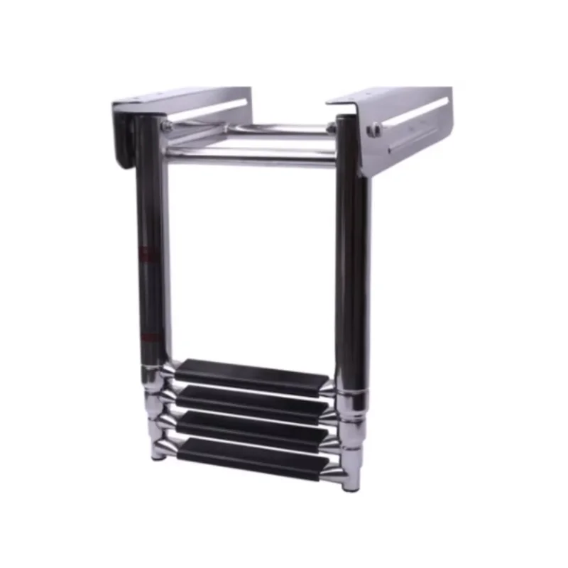 ISURE MARINE 4 Step Stainless Steel Telescoping Boat Ladder Dock Ladder Folding Pontoon Boat Ladder Swim Step