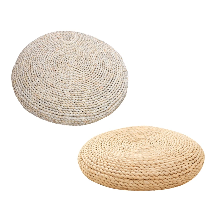 Round Natural Pouf Hand-Made Weaving Cushion Fill The Silk Floss Pillow Soft Yoga Chair Seat Mat Tatami Window Pad