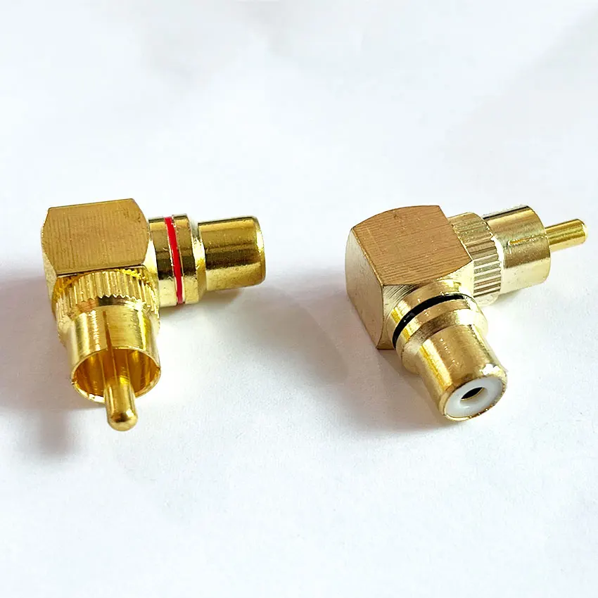 Red/Black Brass RCA Right Angle Male To Female Gold Plated Connector 90 Degree Adapters