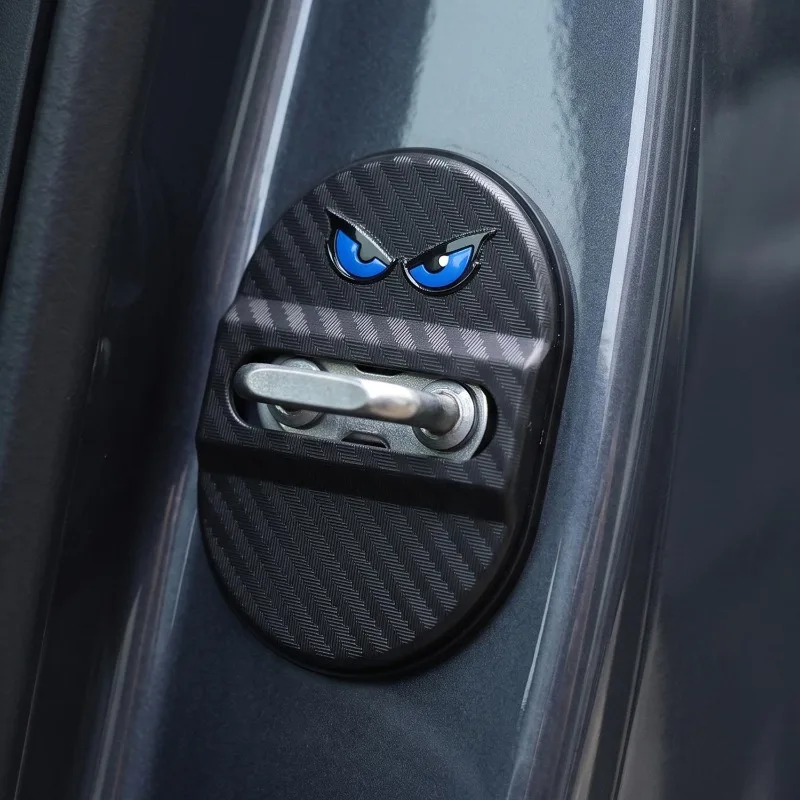 Car Door Interior Modification Lock Buffer Pad Devil Eyes Decor Sticker Auto Door Latch Silent Shock-absorbing Silicone Cushion