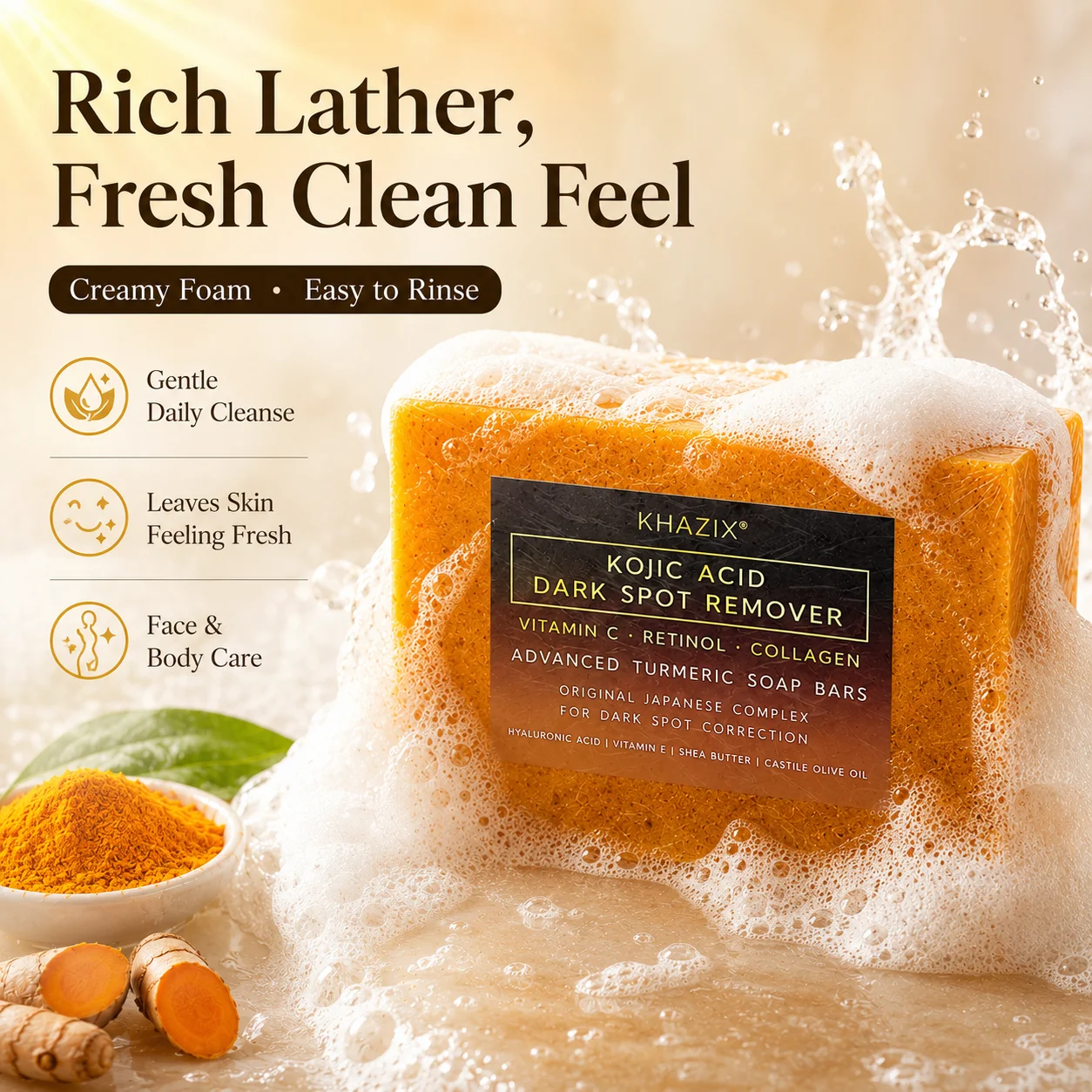 Daily Cleansing Soap Bar for Face and Body, Gentle Bath Soap, Portable Skin Care Bar for Home Travel Use
