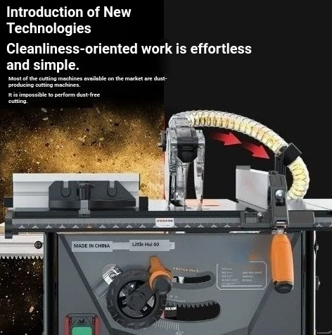 Multifunctional Dust-Free Woodworking Table Saw, 2000W 8 Inch Desktop Push Saw for Solid Wood Cutting