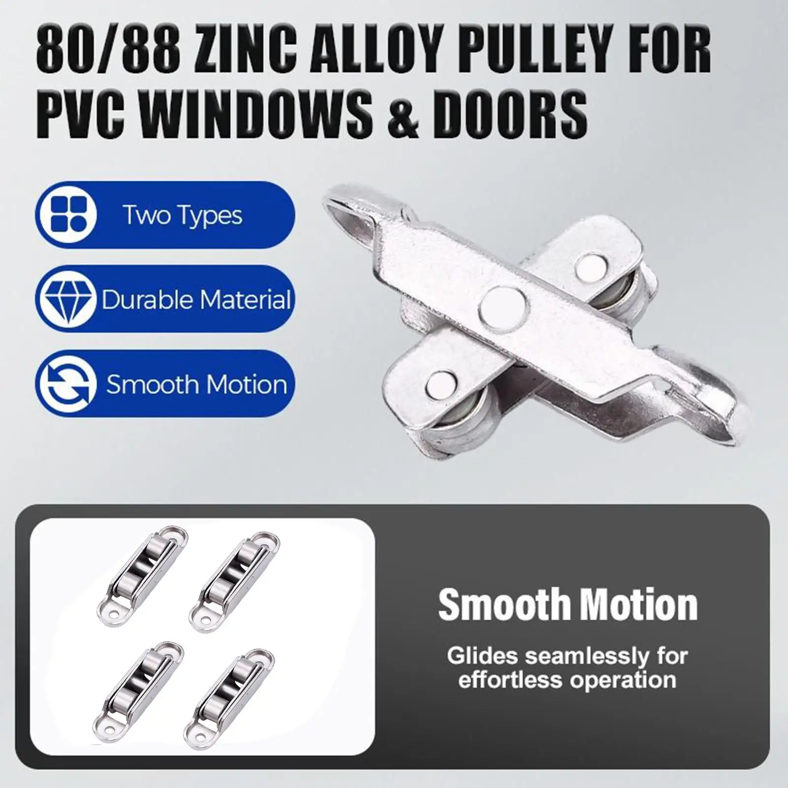 4PCS Zinc Alloy Sliding Door Rollers Adjustable Angle Window Pulley Wheels Replacement for Bedroom Balcony Kitchen Hardware