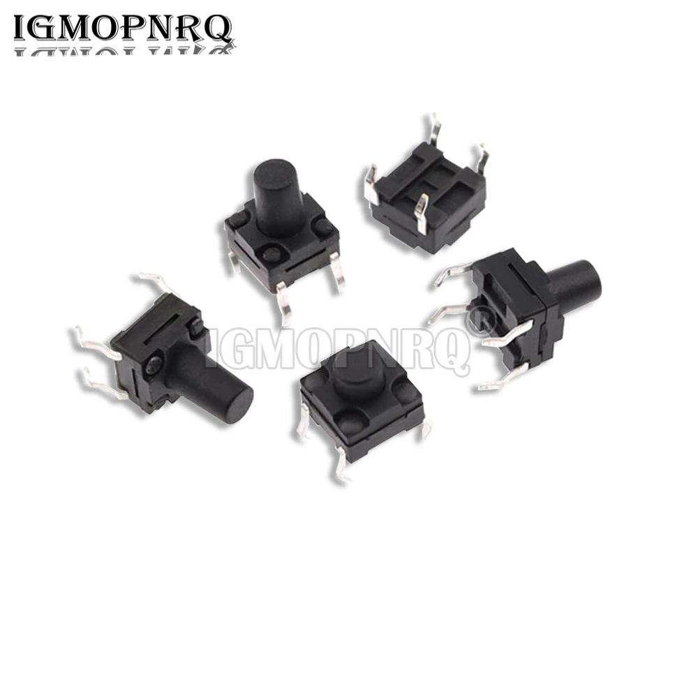 20PCS 6X6 DIP Waterproof Tact Switch 6*6*4.3/5/6/6.5/7/8/9/10/11/12 Dust Proof In-line Switch 6x6x4.3 6x6x6 6x6x10 6x6x12 New