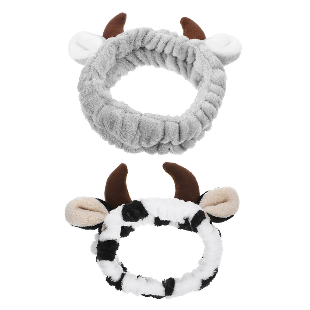 2 قطعة القرن ماكياج Headbands البقرة الأيائل الحيوان قرن الوعل قناع الوجه سبا العصابات لينة دائم اكسسوارات قرون Headbands #3