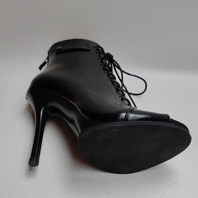 Conforto rendas botas de tornozelo mulher sapatos ao ar livre indoor customizável para dança latina sexy stilettos tamanho grande 43