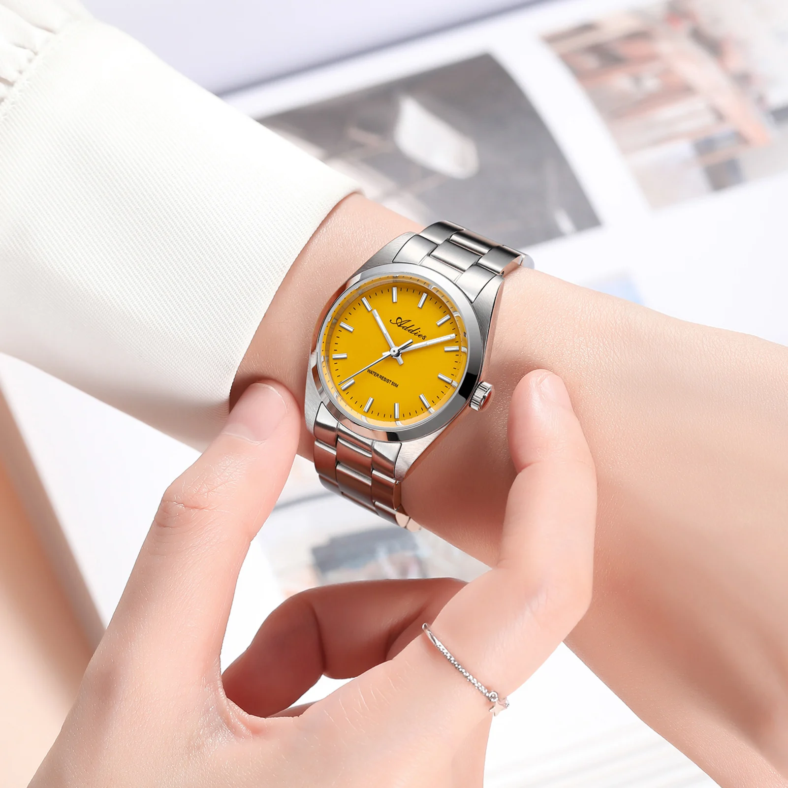 ADDIES Japan 2035 Women's Watch Stainless Steel BGW9 Luminous Wristwatches Sapphire Glass 50M Waterproof Quartz Watch AW25903
