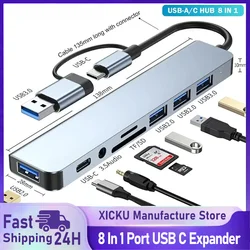 8 In 1 Port USB C Expander USB 3 Hub Type-C Splitter Type C Dock Multiport Adapter USB Expander For Xiaomi Phone Tablet