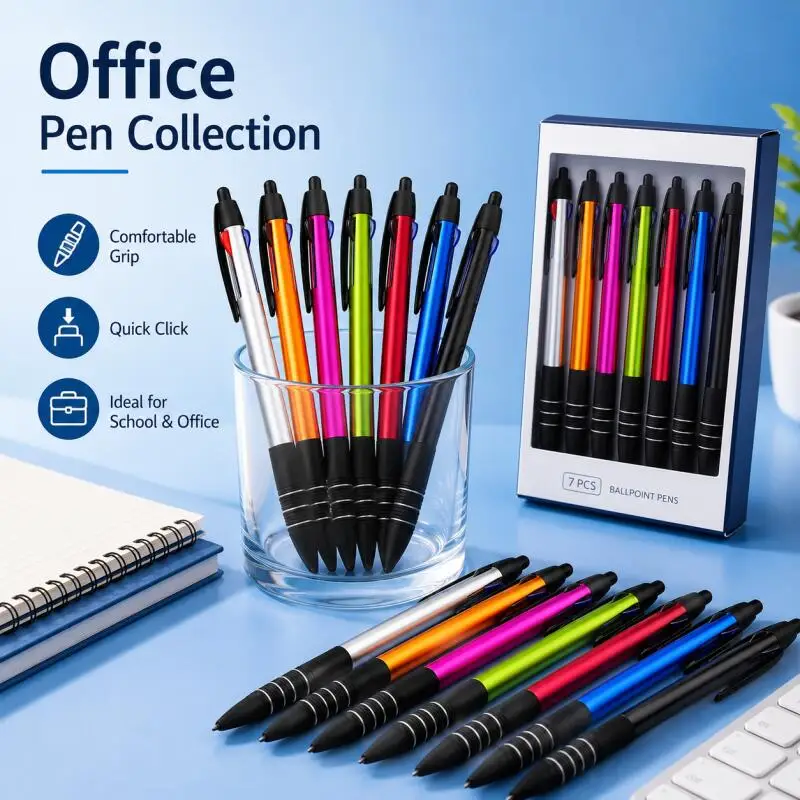 5~7pcs Multifunctional Three-Color Ballpoint Pens with Stylus, Retractable, Suitable for Office, School, and Corporate Gifts