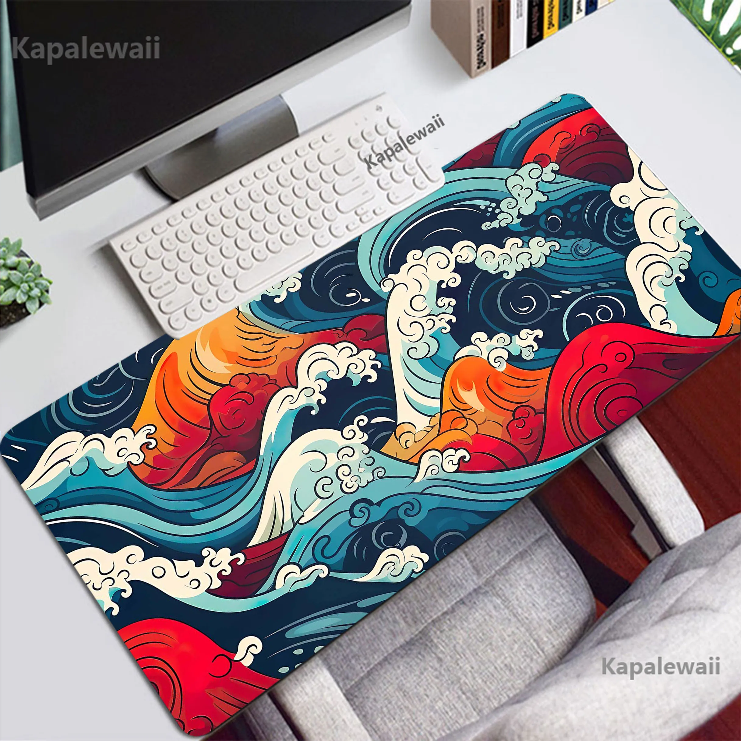 Japanese Great Wave Art Large Gaming Mousepad Gamer Speed Keyboard Pads Laptop Carpet Large Mouse Pad For Gamer Rug 90x40cm