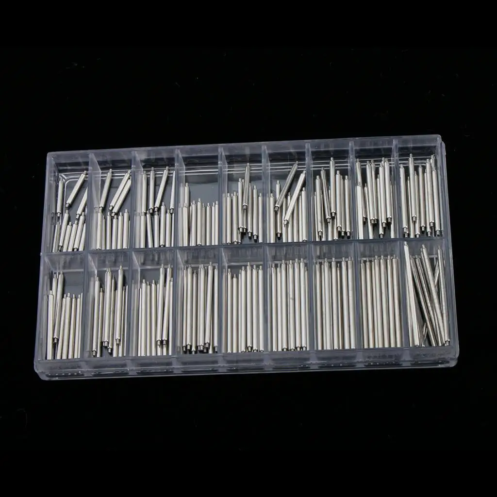Stainless Steel Watch Band Pins Assorted Watch Strap Spring Bars Tool Kit for Fixing and Adjusting Watch Bracelets