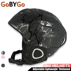 Adulto capacete de esqui das mulheres dos homens ajustável leve esqui snowboard neve esportes engrossado calor profissional pc + eps capacete