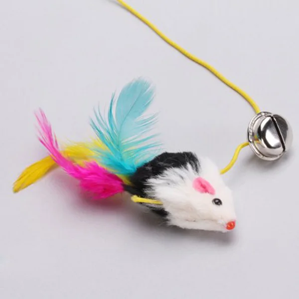 

Kitten Teaser Cat Dangler Rod Random Color Mouse Bell Sound Kitten Teaser