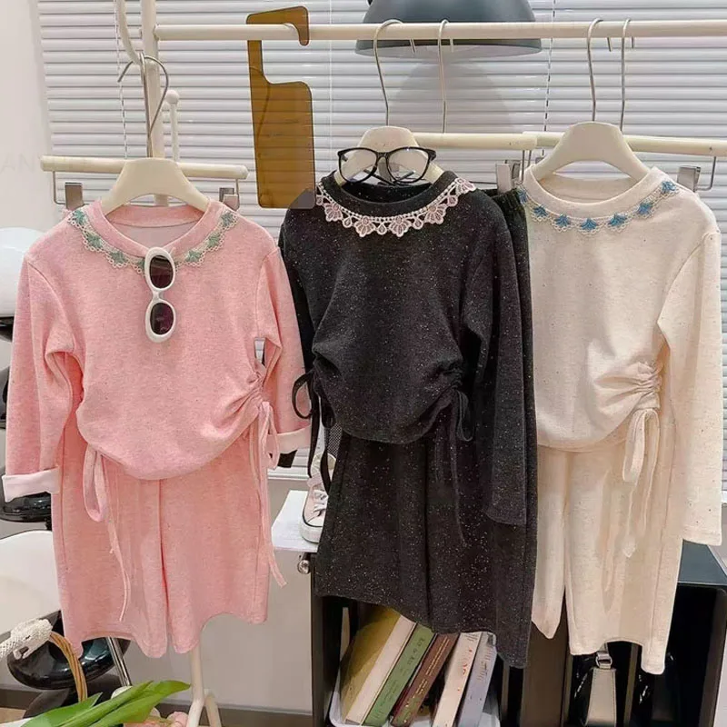 

Осенние комплекты для девочек, детский милый костюм, детские повседневные топы с длинными рукавами, брюки, весенние новые модные наряды для малышей, одежда для подростков