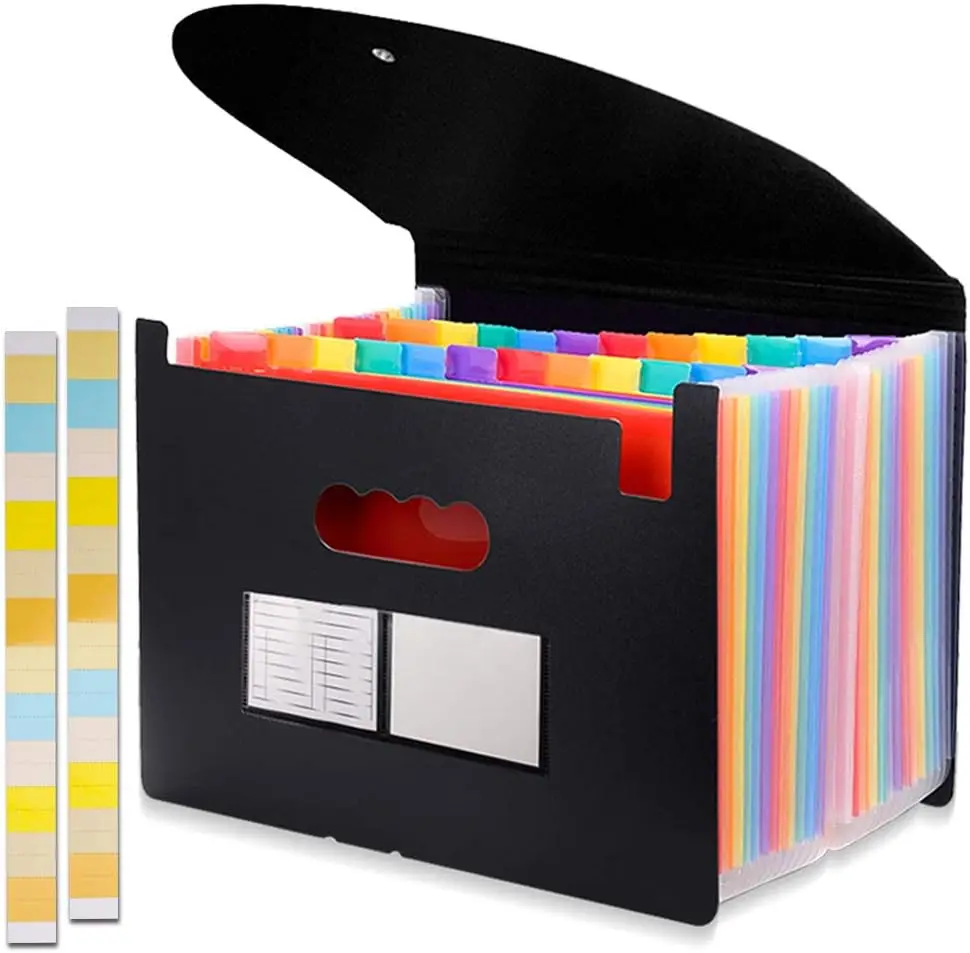 

12/24 Pocket Expansion Folders Accordion File Organizer Portable A4 File Box Large Capacity Color Paper File Pack