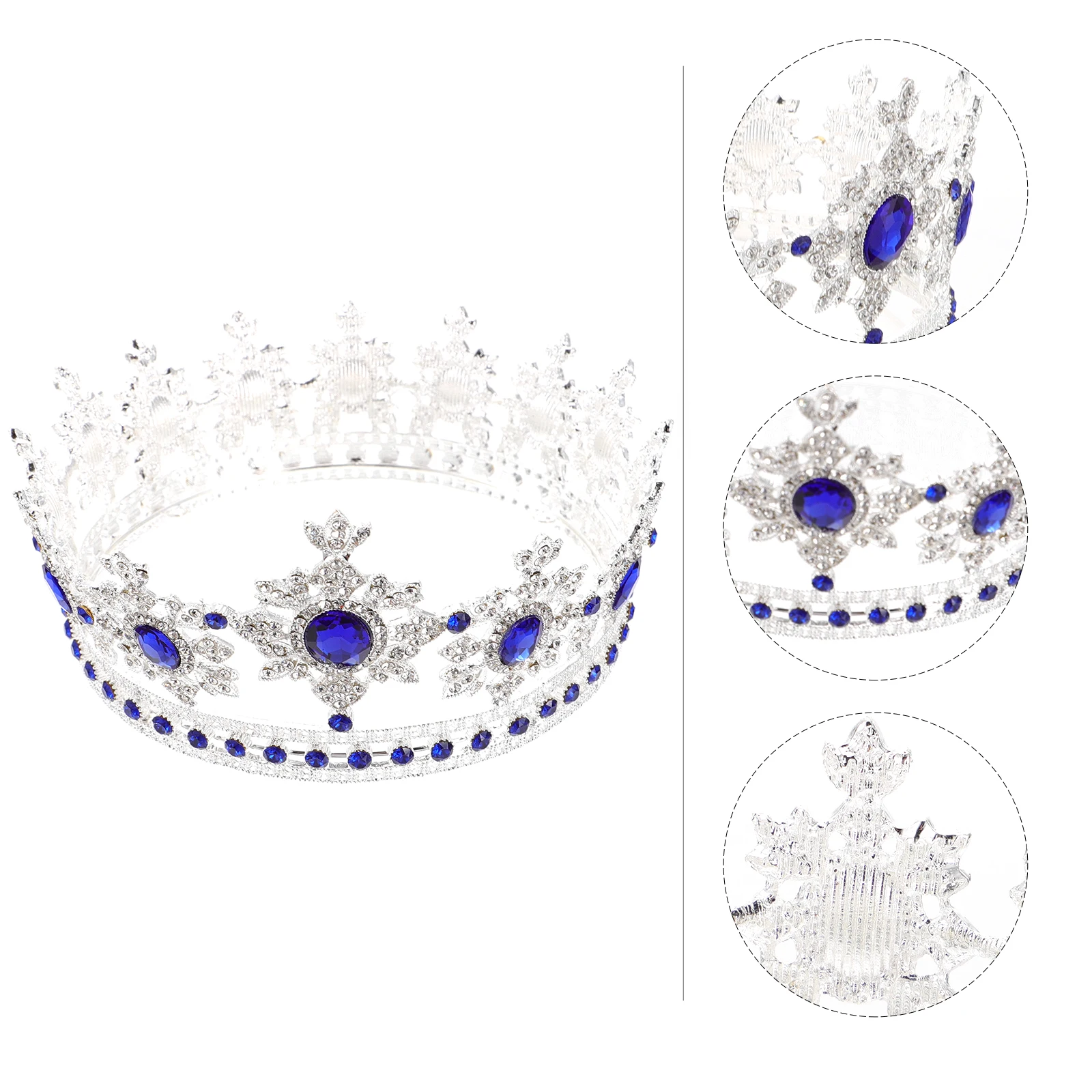 

Crown Round Bridal Tiara Crystal Birthday Headb Women Decor Rhinestone Wedding Accessories