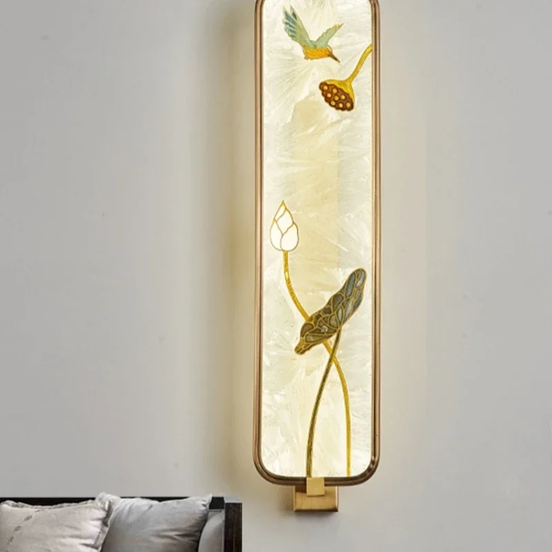 Lampu dinding enamel tembaga gaya Cina baru, dinding latar belakang TV ruang tamu, lampu samping tempat tidur kamar tidur, lampu lorong